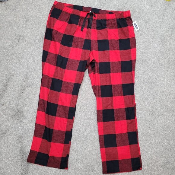 Old Navy Women's Plus Red Buffalo Plaid Checkered Flannel Black Pajama Pants XXL - Picture 2 of 7